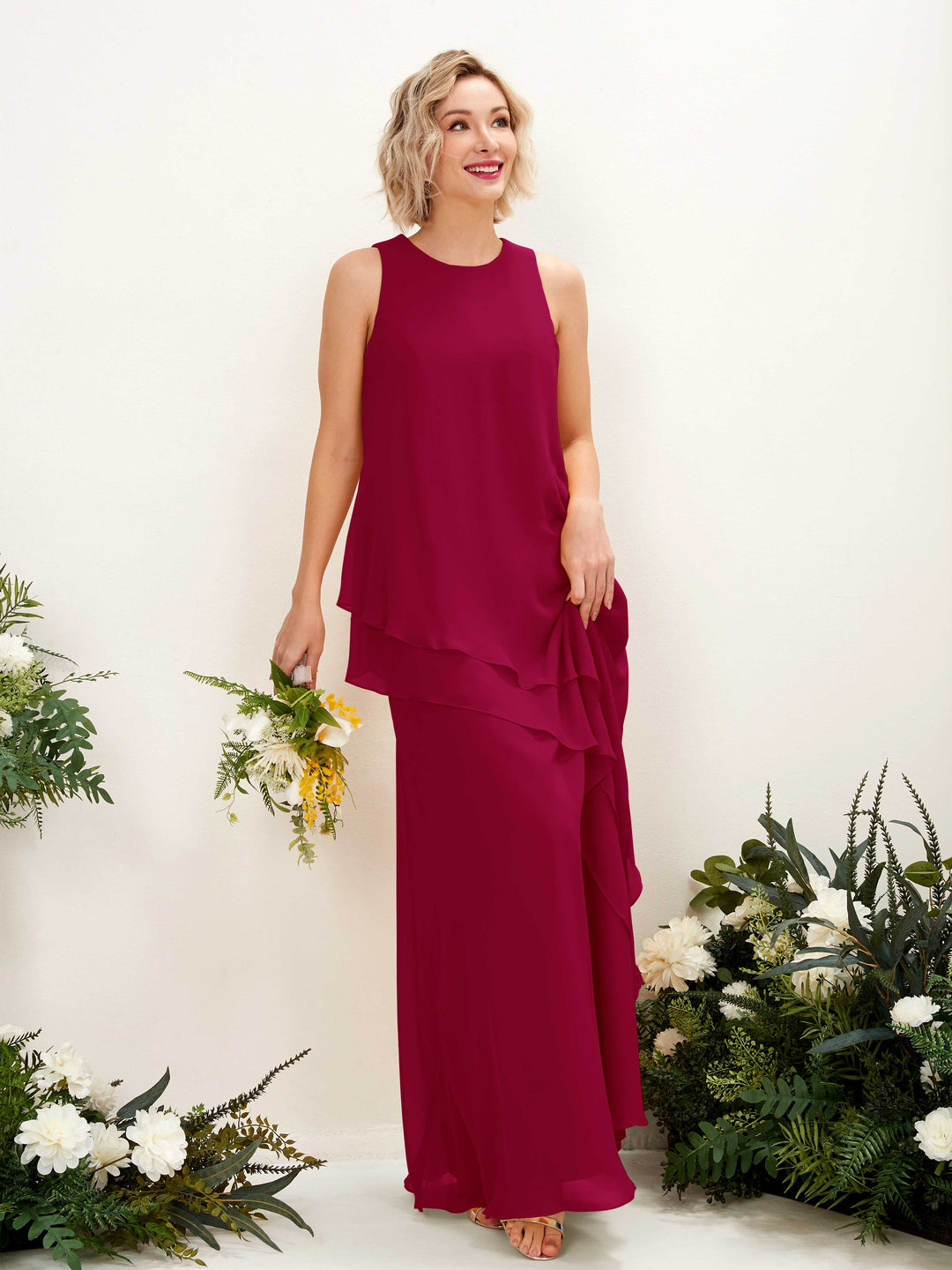 Carlyna Fourreau Longueur ras du sol Col rond Robe de demoiselle d&