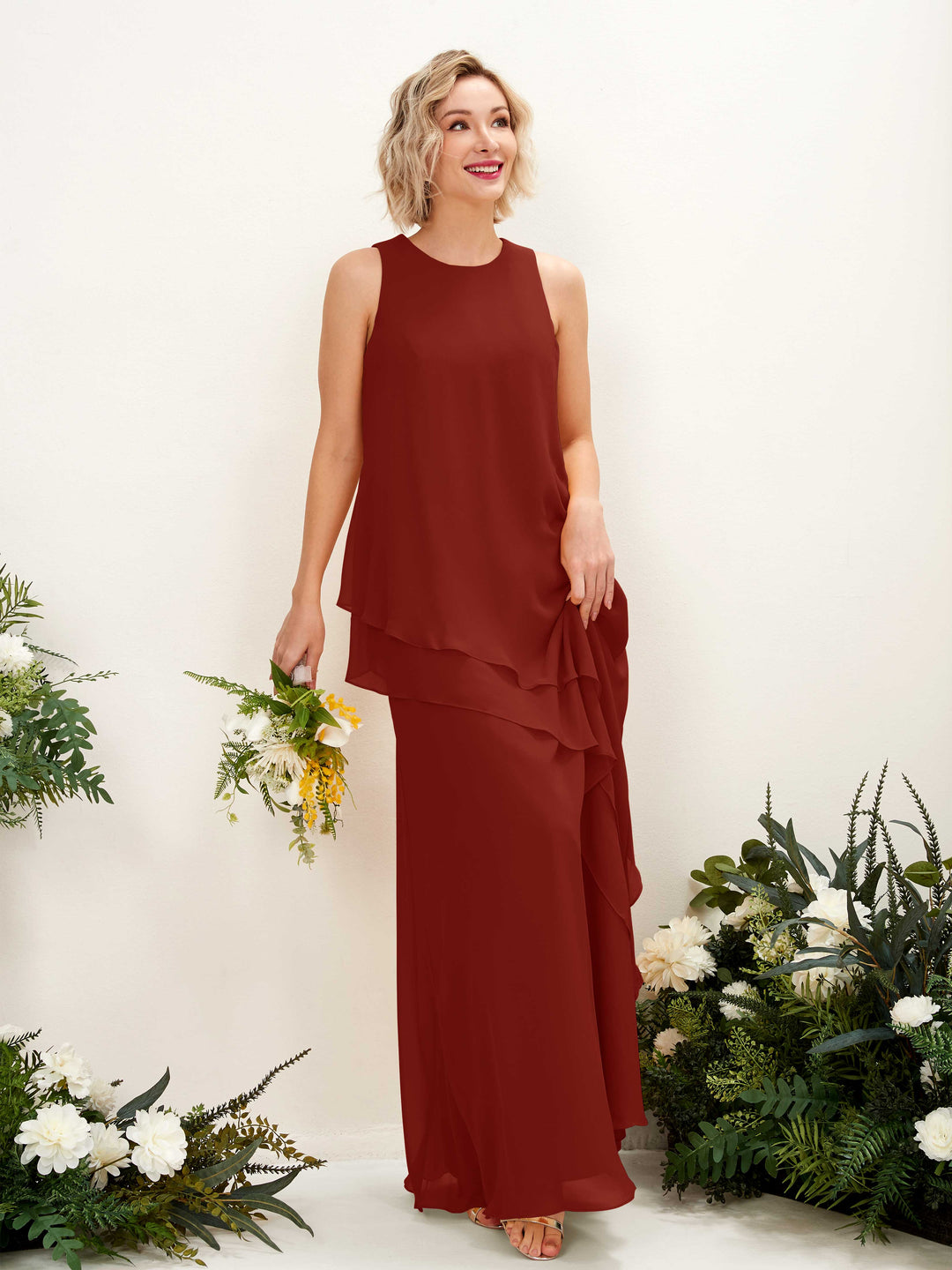 Carlyna Fourreau Longueur ras du sol Col rond Robe de demoiselle d&
