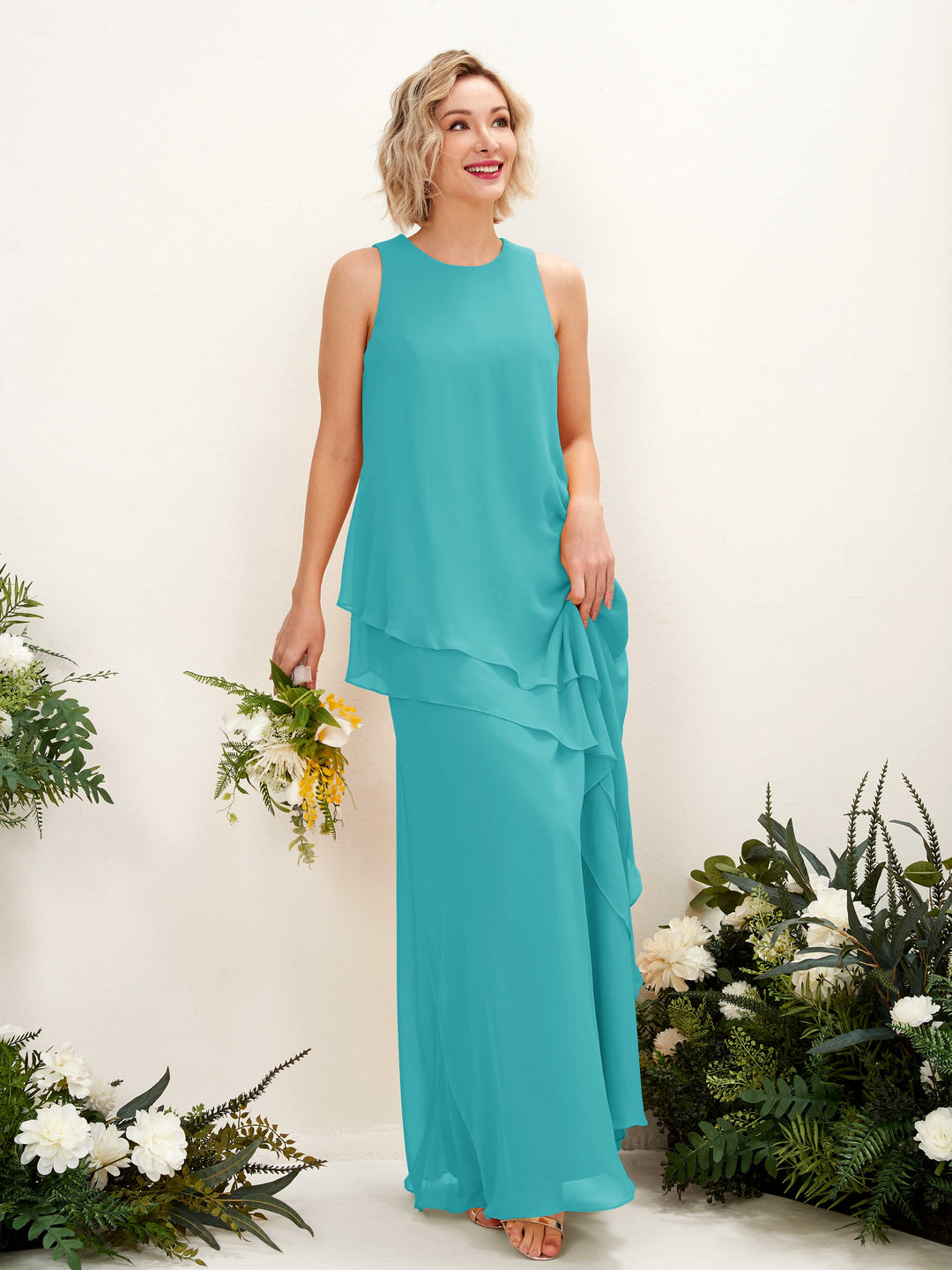 Carlyna Fourreau Longueur ras du sol Col rond Robe de demoiselle d&