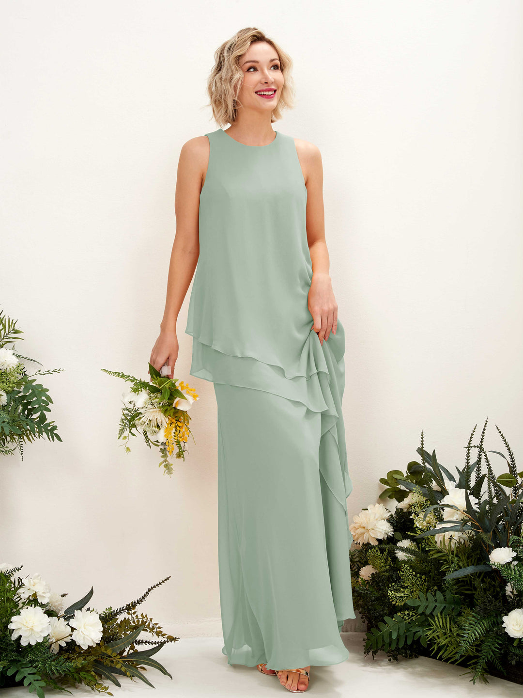 Carlyna Fourreau Longueur ras du sol Col rond Robe de demoiselle d&