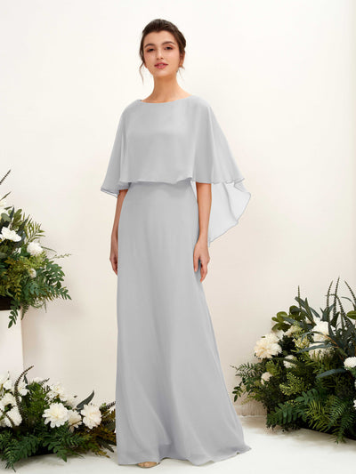 Carlyna Fourreau Silhouette Encolure bateau Cape Robes de demoiselle d'honneur Argent #couleur_argent