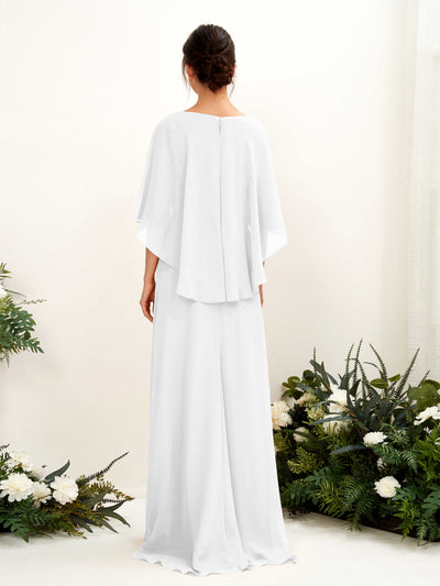 Carlyna Fourreau Silhouette Encolure bateau Cape Robes de demoiselle d'honneur Blanc #couleur_blanc