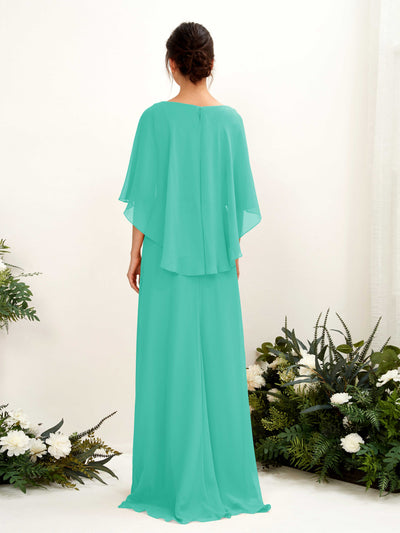 Carlyna Fourreau Silhouette Encolure bateau Cape Robes de demoiselle d'honneur Bleu Tiffany #couleur_bleu-tiffany