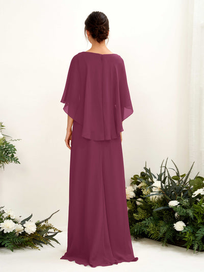 Carlyna Fourreau Silhouette Encolure bateau Cape Robes de demoiselle d'honneur Chianti #couleur_chianti