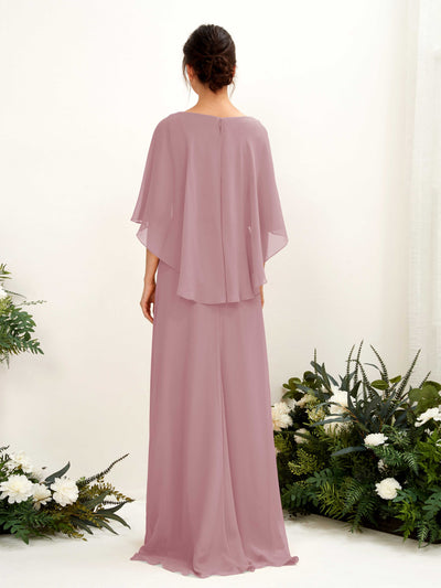 Carlyna Fourreau Silhouette Encolure bateau Cape Robes de demoiselle d'honneur Mauve Vintage #couleur_mauve-vintage
