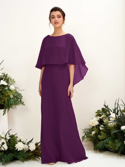 Carlyna Fourreau Silhouette Encolure bateau Cape Robes de demoiselle d'honneur Pourpre #couleur_pourpre