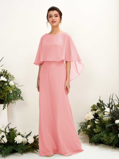 Carlyna Fourreau Silhouette Encolure bateau Cape Robes de demoiselle d'honneur Rose Ballet #couleur_rose-ballet