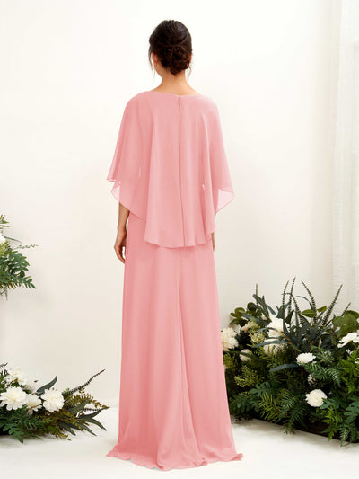Carlyna Fourreau Silhouette Encolure bateau Cape Robes de demoiselle d'honneur Rose Ballet #couleur_rose-ballet