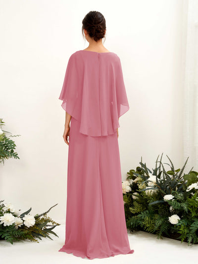 Carlyna Fourreau Silhouette Encolure bateau Cape Robes de demoiselle d'honneur Rose Du Désert #couleur_rose-du-d-sert