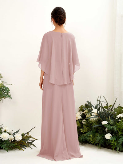 Carlyna Fourreau Silhouette Encolure bateau Cape Robes de demoiselle d'honneur Rose Poussiéreux #couleur_rose-poussi-reux
