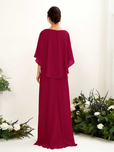 Carlyna Fourreau Silhouette Encolure bateau Cape Robes de demoiselle d'honneur Rouge Bouffon #couleur_rouge-bouffon