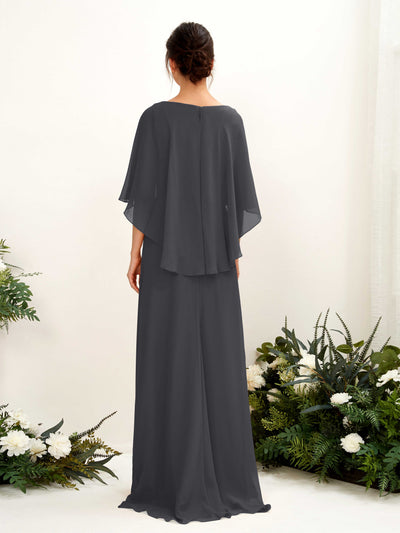 Carlyna Fourreau Silhouette Encolure bateau Cape Robes de demoiselle d'honneur Étain #couleur_tain