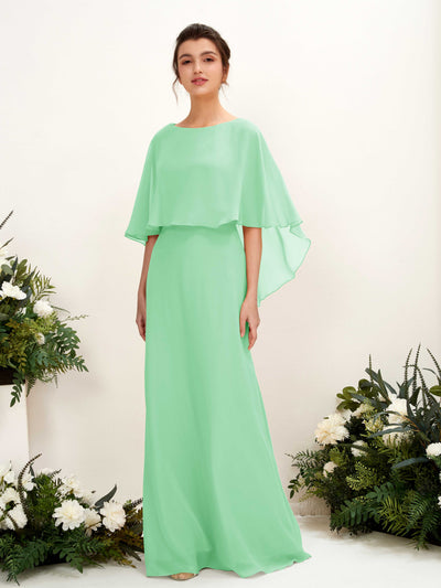 Carlyna Fourreau Silhouette Encolure bateau Cape Robes de demoiselle d'honneur Vert Menthe #couleur_vert-menthe