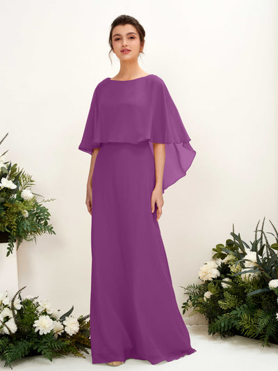 Carlyna Fourreau Silhouette Encolure bateau Cape Robes de demoiselle d'honneur Violet #couleur_violet
