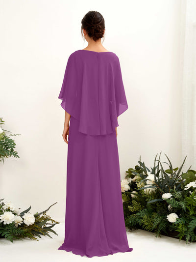 Carlyna Fourreau Silhouette Encolure bateau Cape Robes de demoiselle d'honneur Violet #couleur_violet