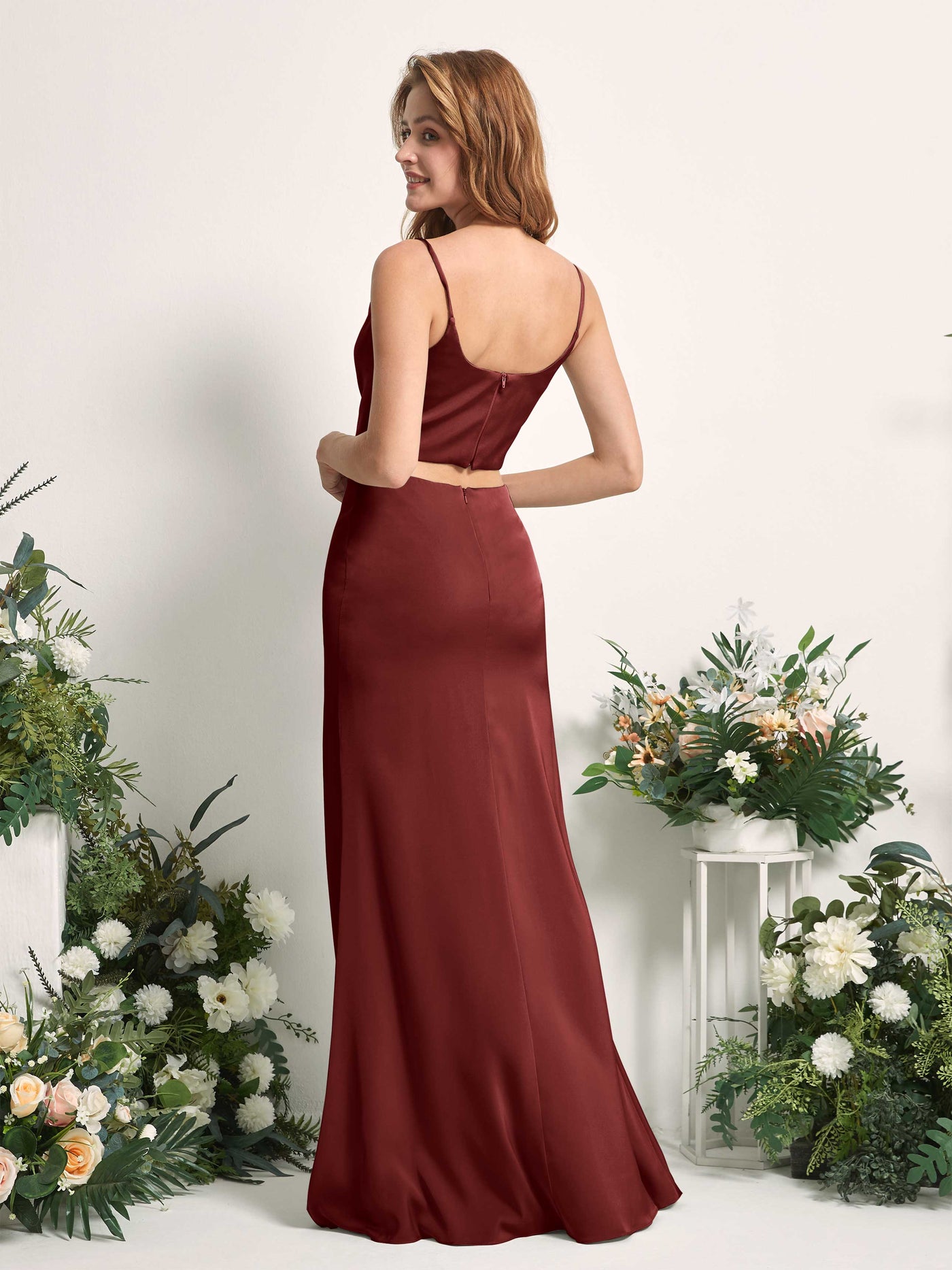 Carlyna Fourreau Sirène Col bénitier Longueur ras du sol Robes de demoiselle d'honneur Bordeaux #couleur_bordeaux
