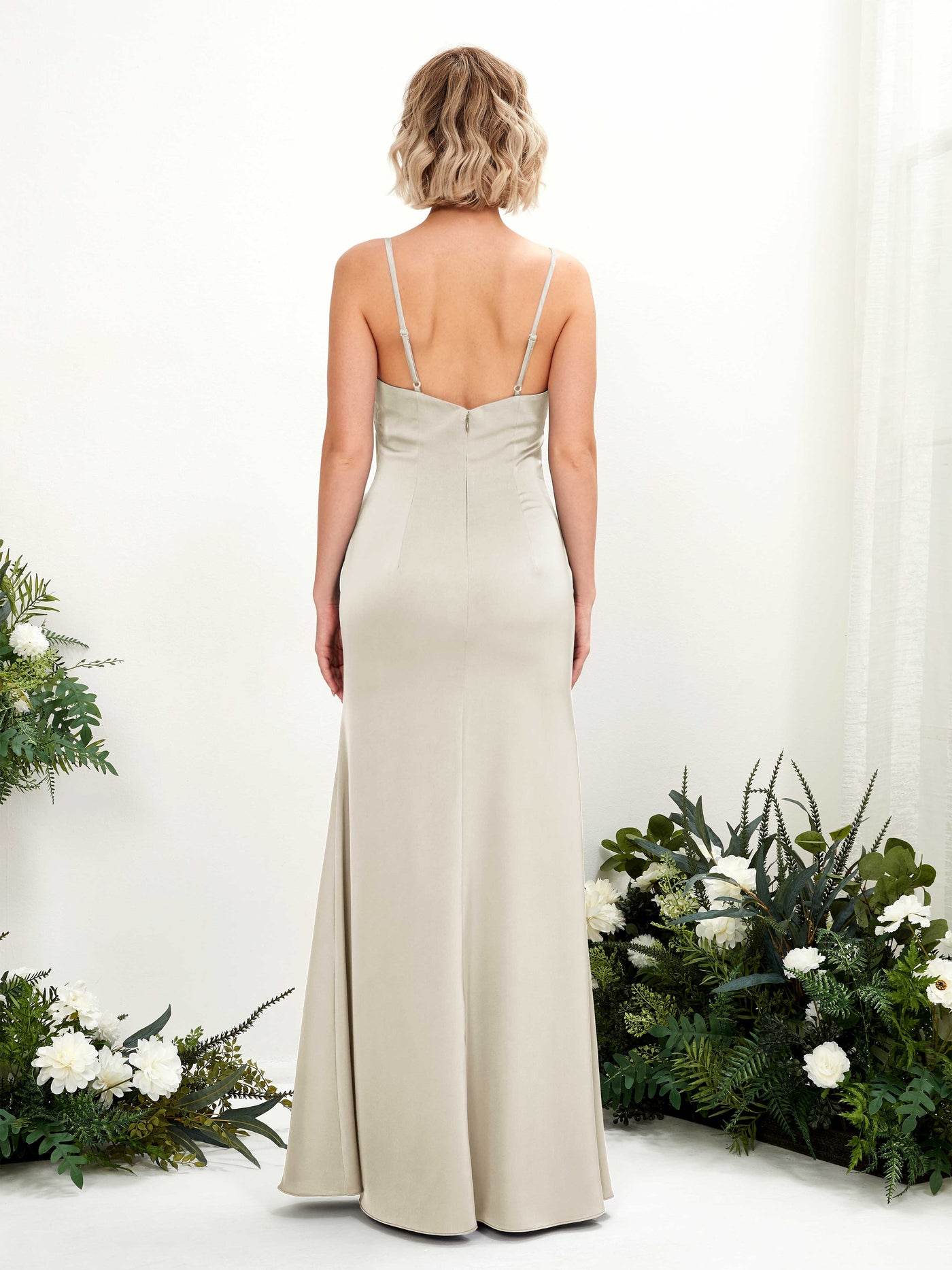 Carlyna Fourreau Sirène Col bénitier Longueur ras du sol Robes de demoiselle d'honneur Champagne #couleur_champagne