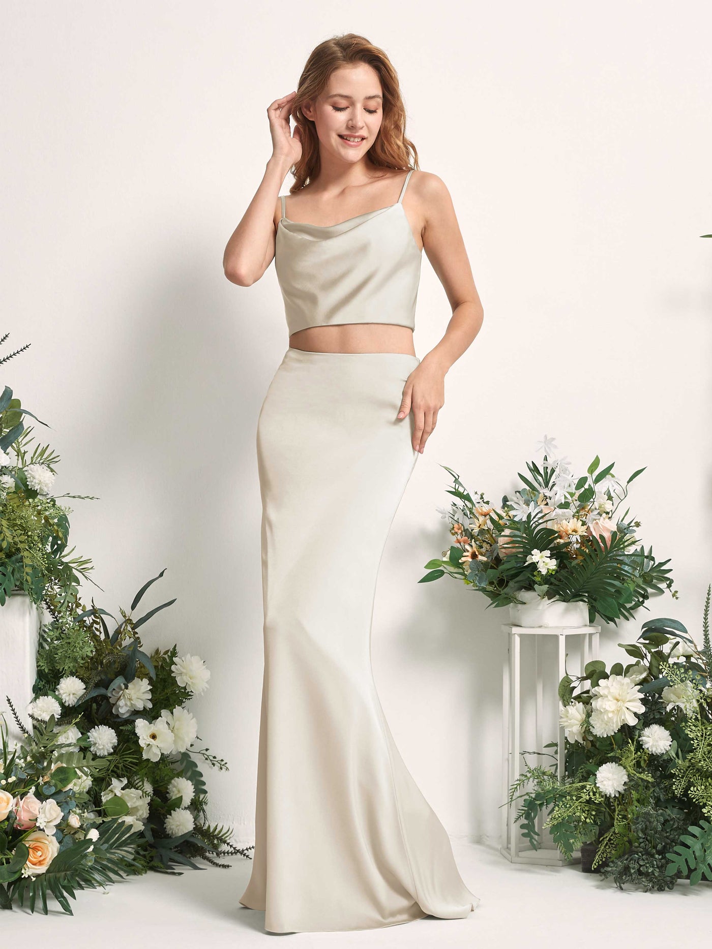 Carlyna Fourreau Sirène Col bénitier Longueur ras du sol Robes de demoiselle d'honneur Champagne #couleur_champagne