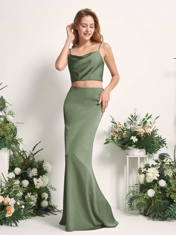 Carlyna Fourreau Sirène Col bénitier Longueur ras du sol Robes de demoiselle d'honneur Olive #couleur_olive