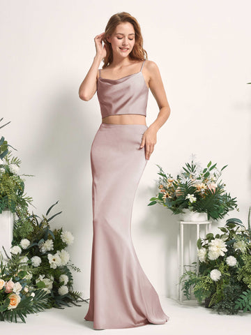 Carlyna Fourreau Sirène Col bénitier Longueur ras du sol Robes de demoiselle d'honneur Rose Poussiéreux #couleur_rose-poussi-reux