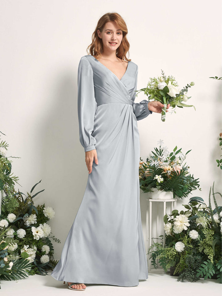 Carlyna Fourreau Sirène Col V Manches Longues Robes de demoiselle d&
