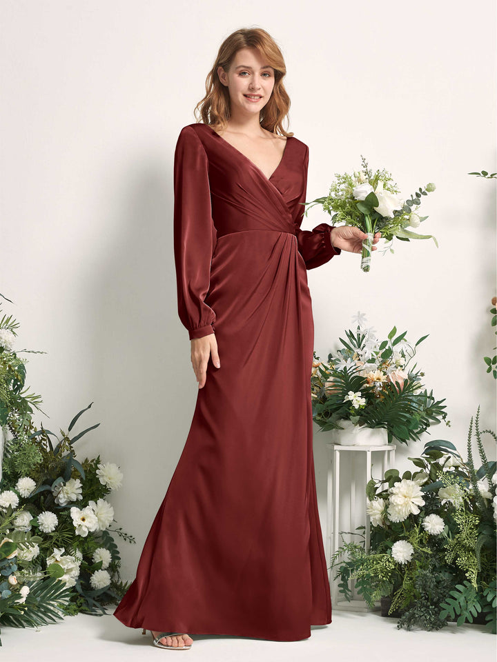 Carlyna Fourreau Sirène Col V Manches Longues Robes de demoiselle d&