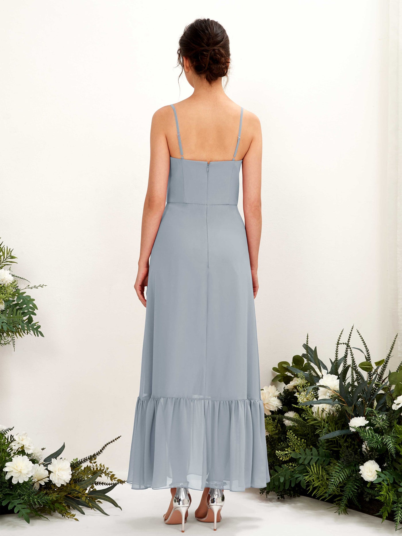 Carlyna Robe de demoiselle d'honneur Empire Bretelles spaghetti Longueur ras du sol Bleu Poussiéreux Amélioré #couleur_bleu-poussi-reux-am-lior