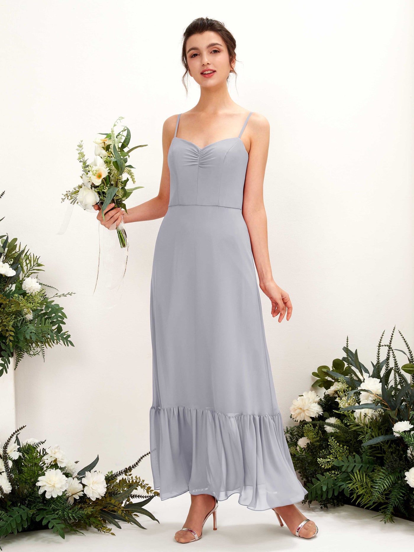 Carlyna Robe de demoiselle d'honneur Empire Bretelles spaghetti Longueur ras du sol Lavande Poudrée #couleur_lavande-poudr-e