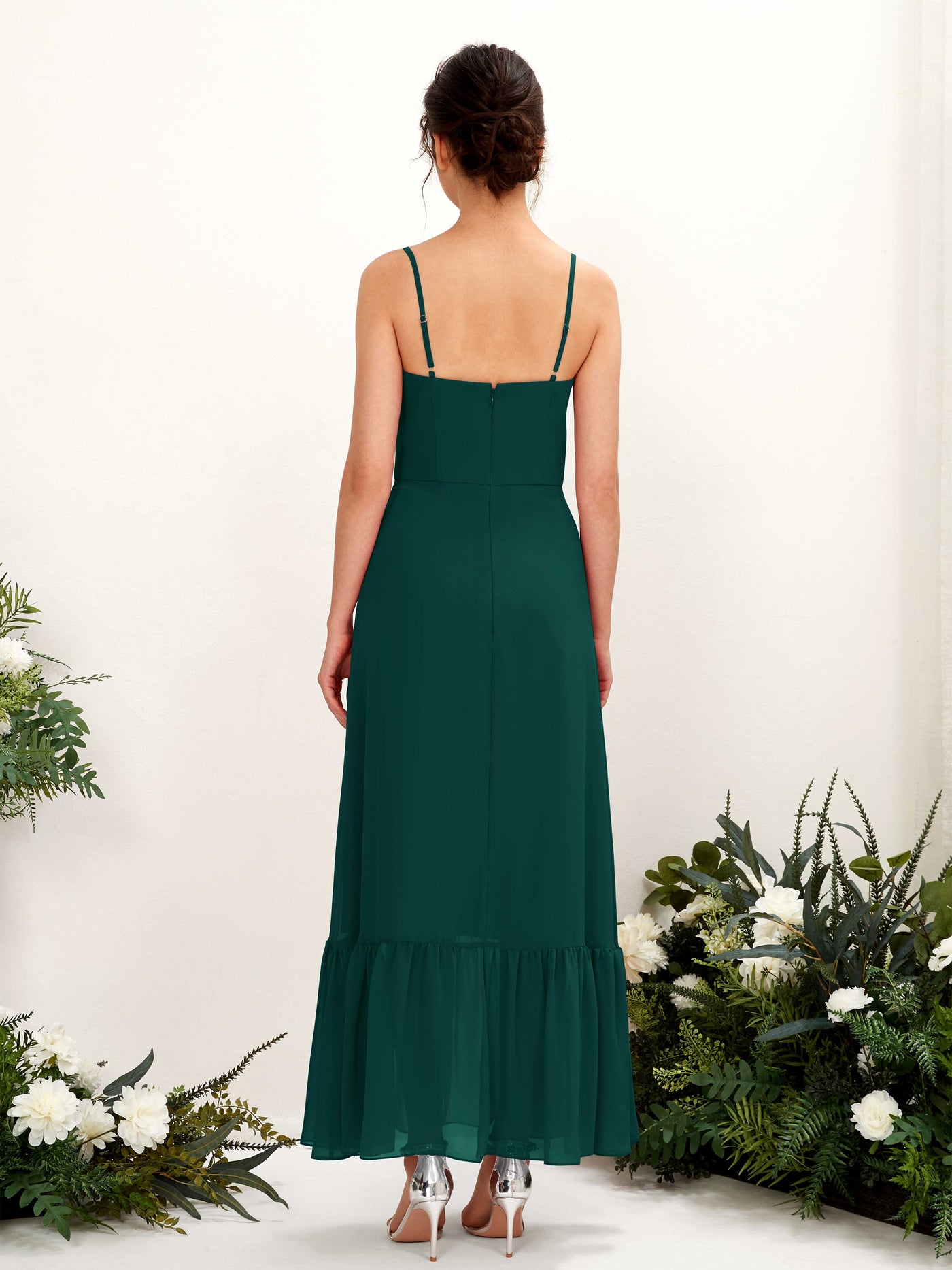 Carlyna Robe de demoiselle d'honneur Empire Bretelles spaghetti Longueur ras du sol Émeraude Foncé #couleur_meraude-fonc