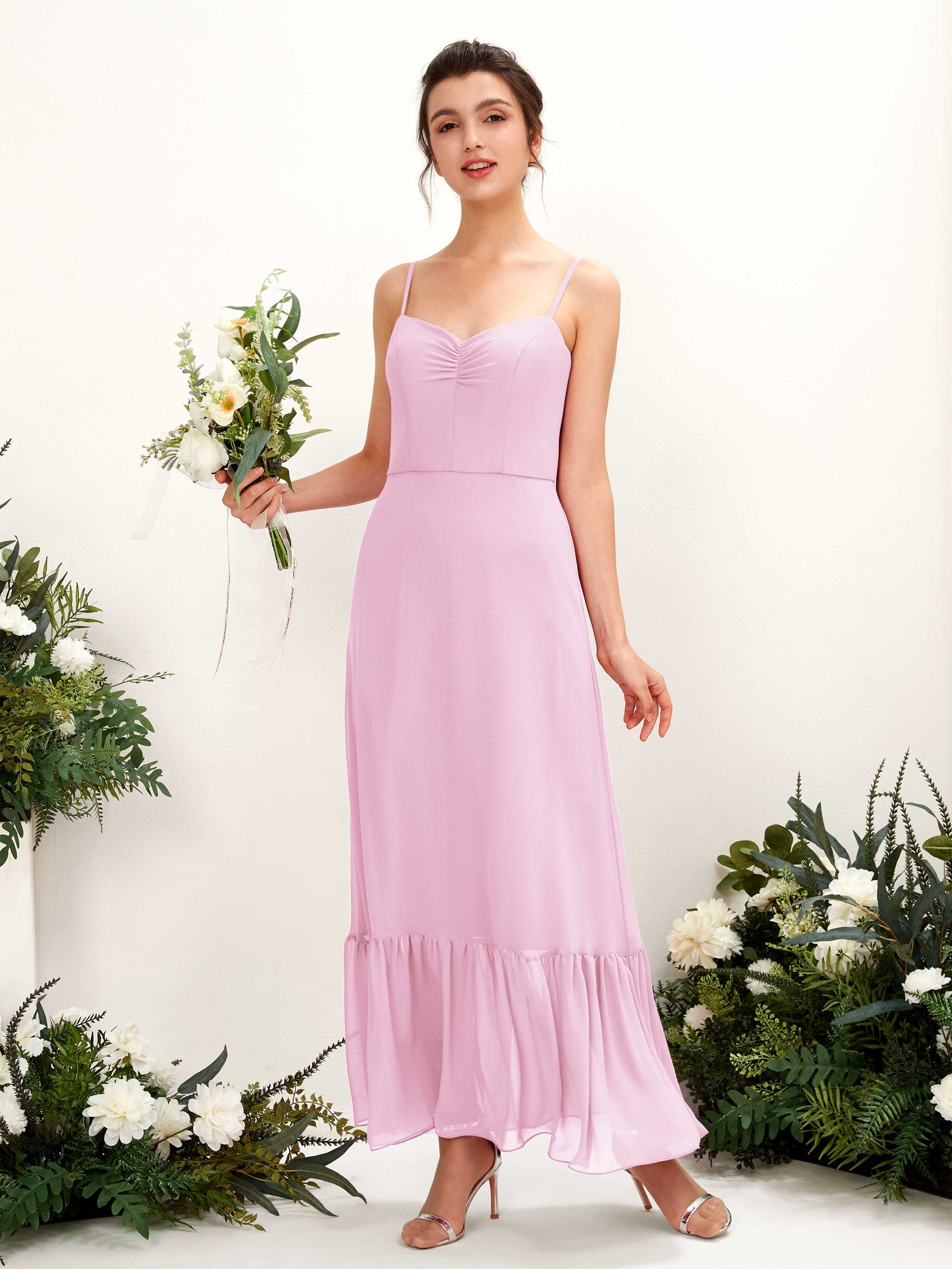 Carlyna Robe de demoiselle d'honneur Empire Bretelles spaghetti Longueur ras du sol Rose Bonbon #couleur_rose-bonbon