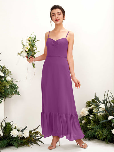 Carlyna Robe de demoiselle d'honneur Empire Bretelles spaghetti Longueur ras du sol Violet #couleur_violet