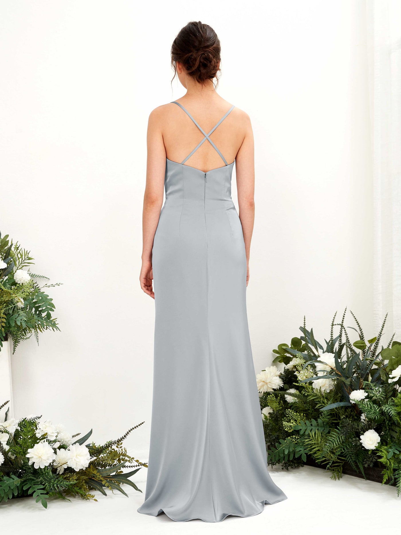 Carlyna Robe de demoiselle d'honneur Empire Col bénitier Longueur ras du sol Bleu Bébé #couleur_bleu-b-b
