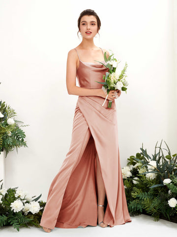 Carlyna Robe de demoiselle d'honneur Empire Col bénitier Longueur ras du sol Cantaloup #couleur_cantaloup