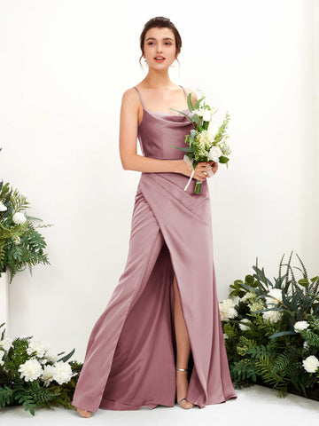 Carlyna Robe de demoiselle d'honneur Empire Col bénitier Longueur ras du sol Quartz Rose #couleur_quartz-rose