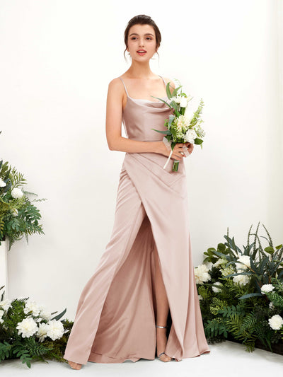 Carlyna Robe de demoiselle d'honneur Empire Col bénitier Longueur ras du sol Rose Perle #couleur_rose-perle