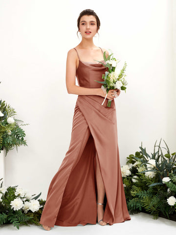 Carlyna Robe de demoiselle d'honneur Empire Col bénitier Longueur ras du sol Terre De Sienne Brute #couleur_terre-de-sienne-brute