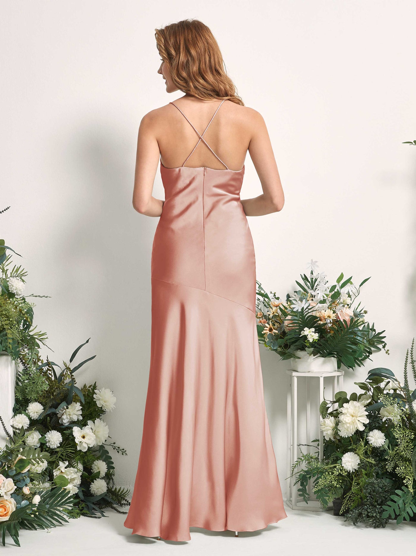 Carlyna Robe de demoiselle d'honneur Sirène Col bénitier Longueur ras du sol Cantaloup #couleur_cantaloup