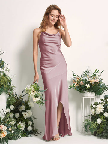 Carlyna Robe de demoiselle d'honneur Sirène Col bénitier Longueur ras du sol Quartz Rose #couleur_quartz-rose