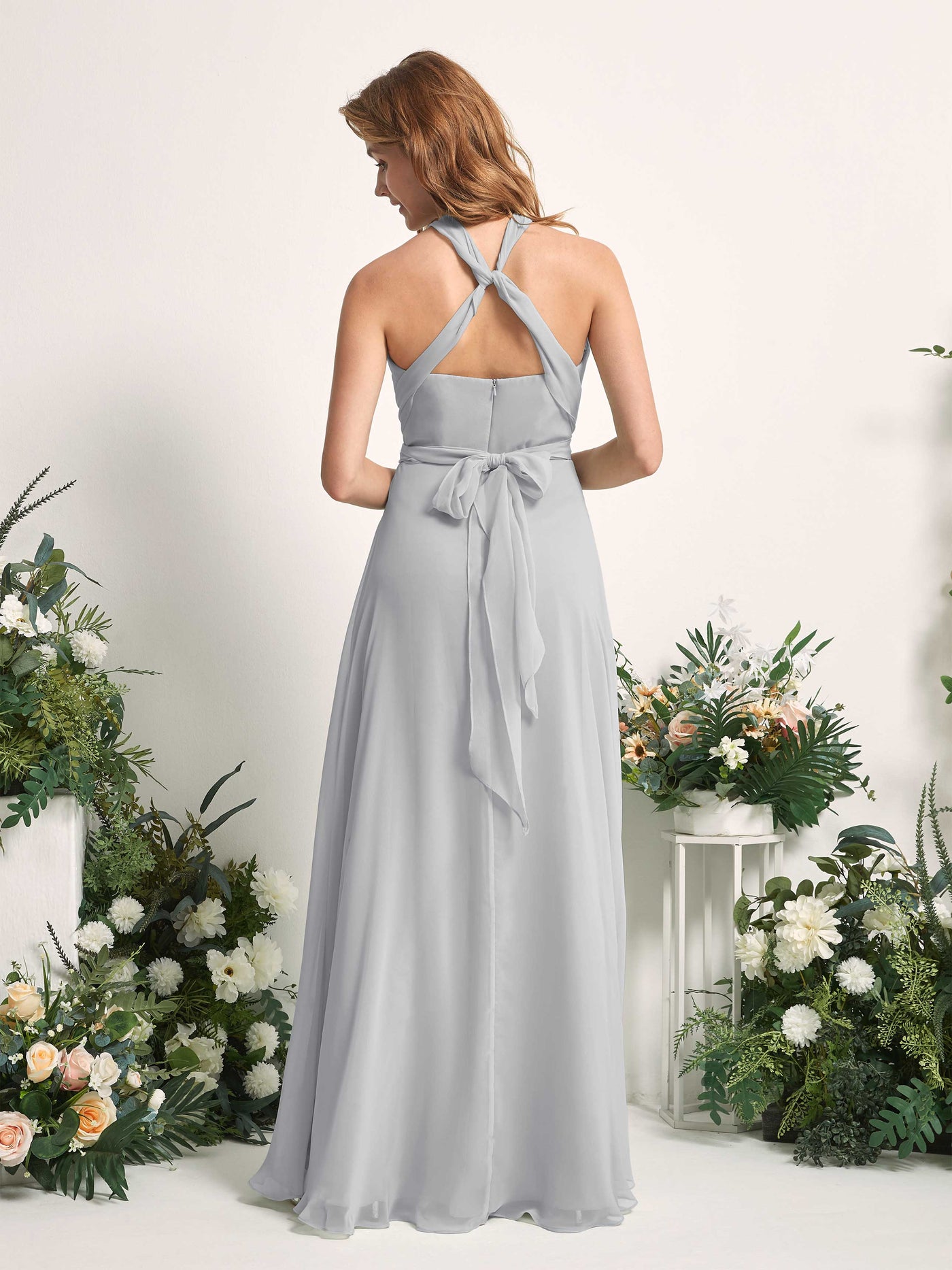 Carlyna Robe de demoiselle d'honneur Trapèze Col coeur Longueur ras du sol Argent #couleur_argent