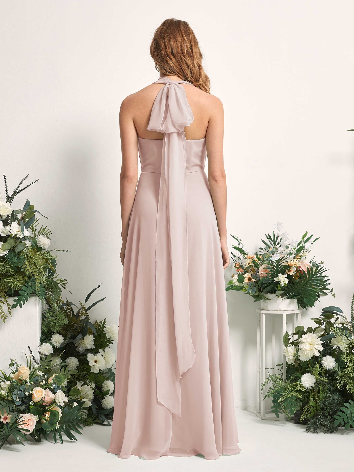 Carlyna Robe de demoiselle d'honneur Trapèze Col coeur Longueur ras du sol Biscotti #couleur_biscotti