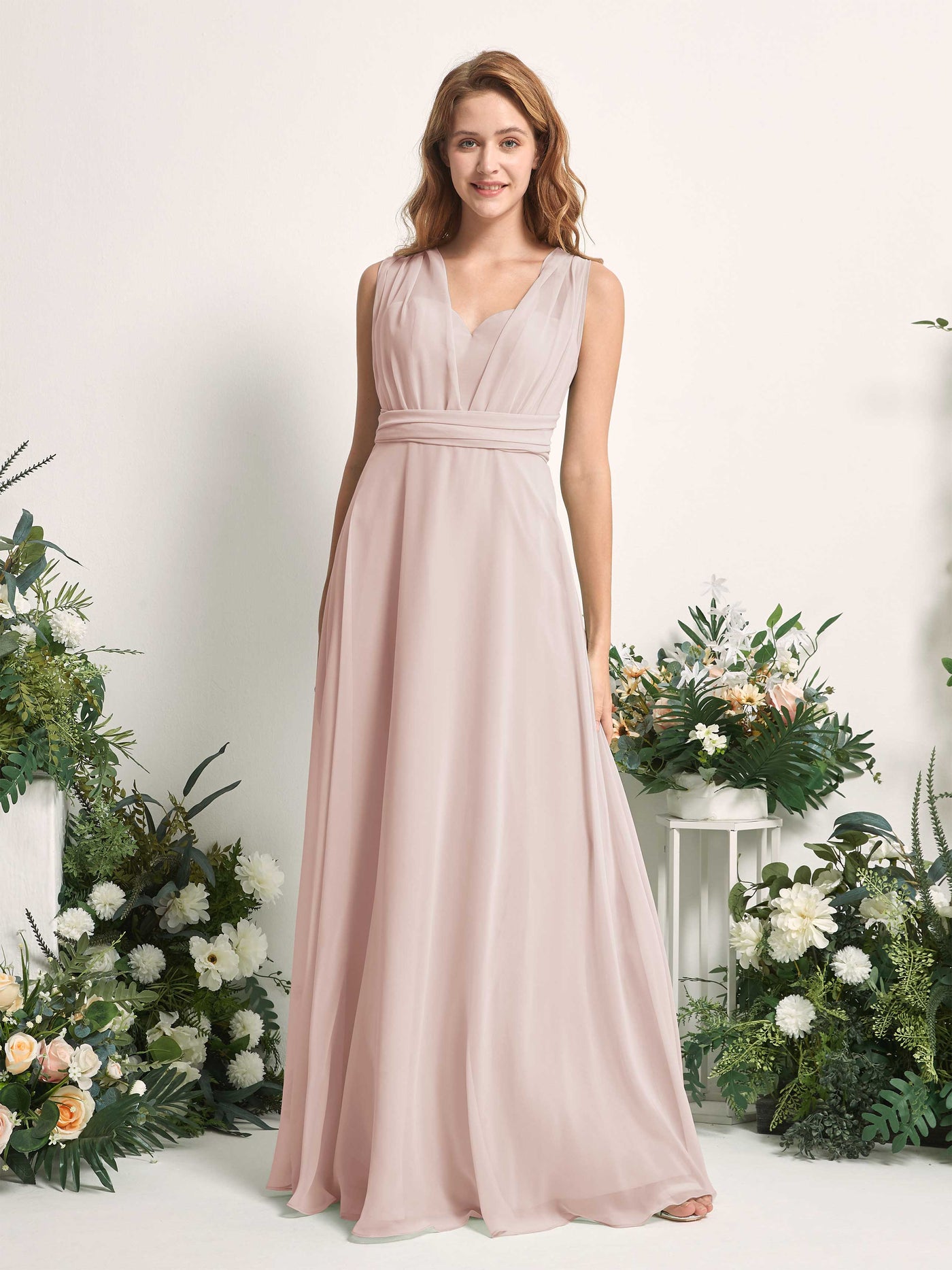 Carlyna Robe de demoiselle d'honneur Trapèze Col coeur Longueur ras du sol Biscotti #couleur_biscotti
