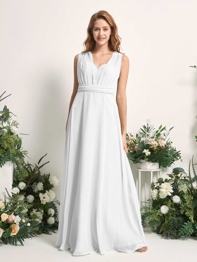 Carlyna Robe de demoiselle d'honneur Trapèze Col coeur Longueur ras du sol Blanc #couleur_blanc