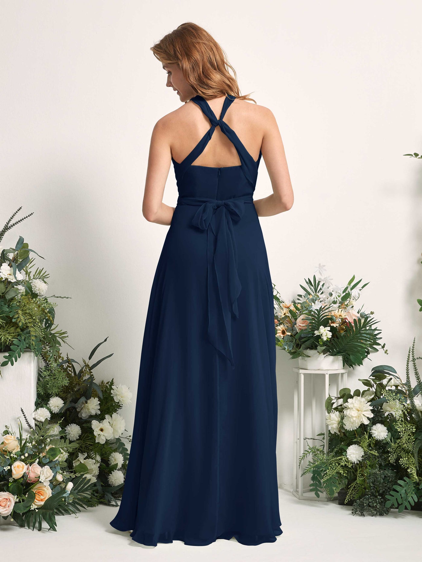 Carlyna Robe de demoiselle d'honneur Trapèze Col coeur Longueur ras du sol Bleu Marine #couleur_bleu-marine