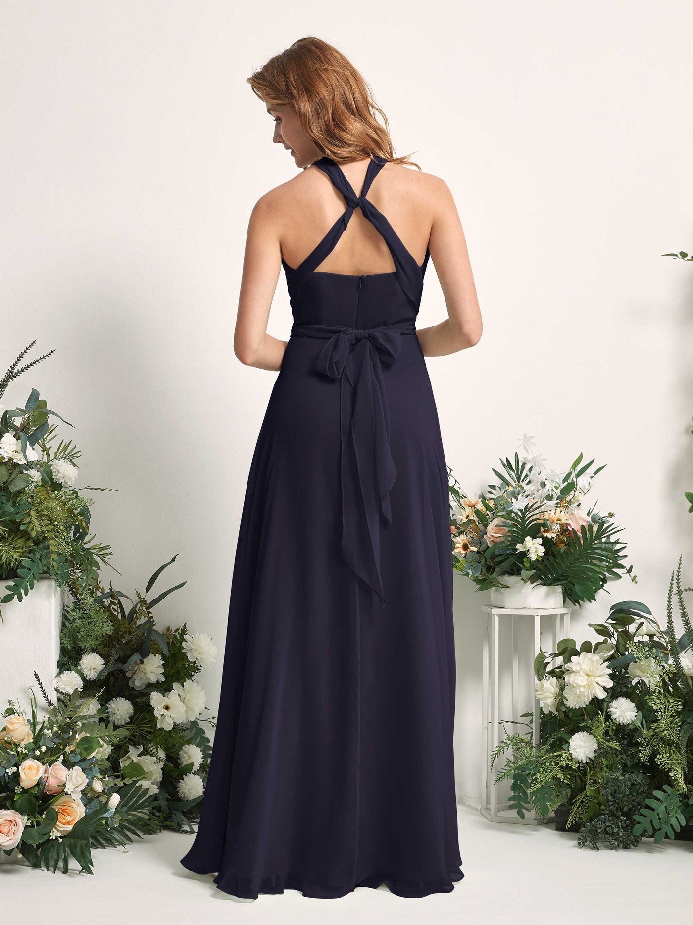 Carlyna Robe de demoiselle d'honneur Trapèze Col coeur Longueur ras du sol Bleu Marine Foncé #couleur_bleu-marine-fonc