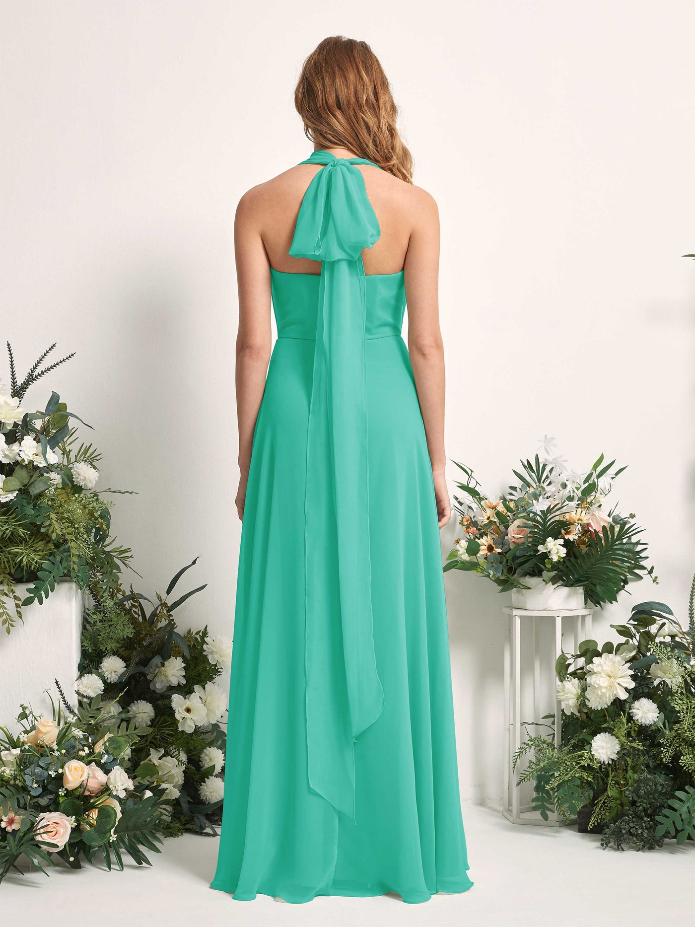 Carlyna Robe de demoiselle d'honneur Trapèze Col coeur Longueur ras du sol Bleu Tiffany #couleur_bleu-tiffany