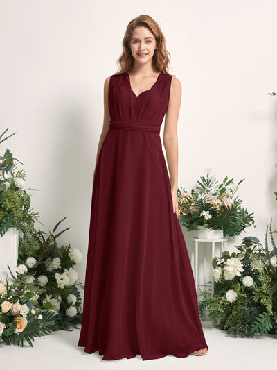 Carlyna Robe de demoiselle d'honneur Trapèze Col coeur Longueur ras du sol Bordeaux #couleur_bordeaux