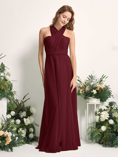 Carlyna Robe de demoiselle d'honneur Trapèze Col coeur Longueur ras du sol Bordeaux #couleur_bordeaux