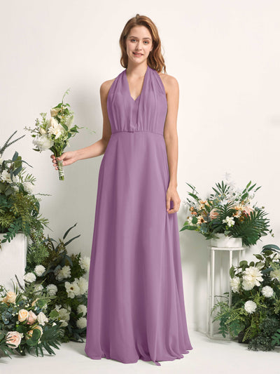 Carlyna Robe de demoiselle d'honneur Trapèze Col coeur Longueur ras du sol Brume Orchidée #couleur_brume-orchid-e