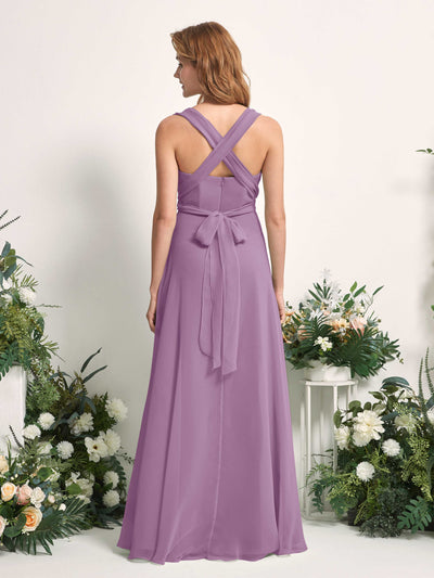 Carlyna Robe de demoiselle d'honneur Trapèze Col coeur Longueur ras du sol Brume Orchidée #couleur_brume-orchid-e