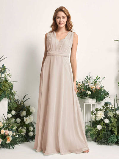 Carlyna Robe de demoiselle d'honneur Trapèze Col coeur Longueur ras du sol Champagne #couleur_champagne